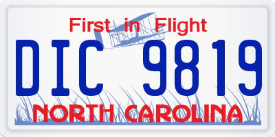 NC license plate DIC9819