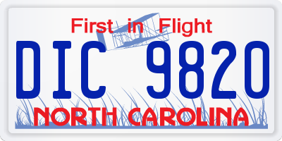 NC license plate DIC9820