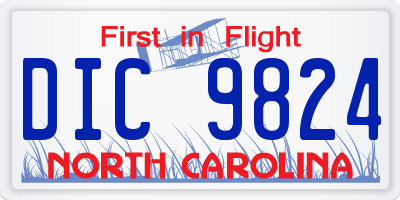 NC license plate DIC9824