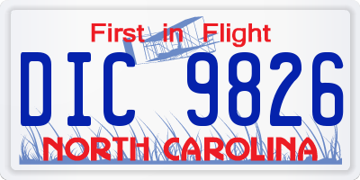 NC license plate DIC9826
