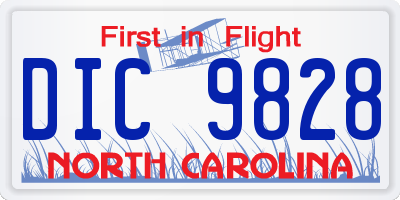NC license plate DIC9828