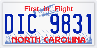 NC license plate DIC9831