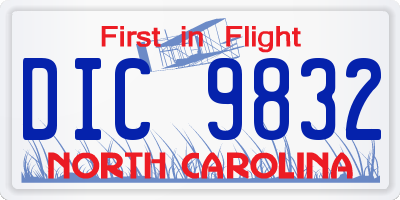 NC license plate DIC9832