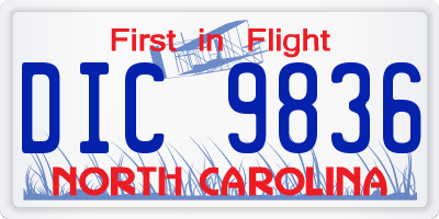 NC license plate DIC9836