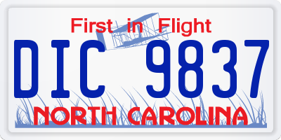 NC license plate DIC9837