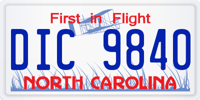 NC license plate DIC9840