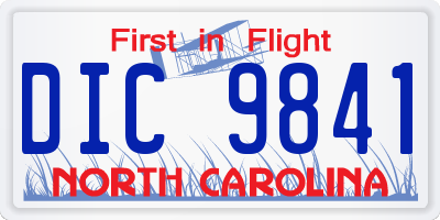 NC license plate DIC9841