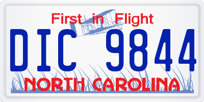 NC license plate DIC9844