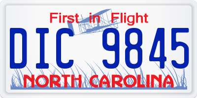 NC license plate DIC9845