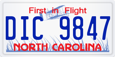 NC license plate DIC9847