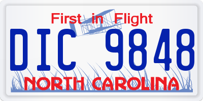 NC license plate DIC9848