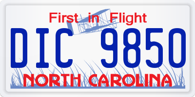NC license plate DIC9850