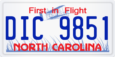 NC license plate DIC9851