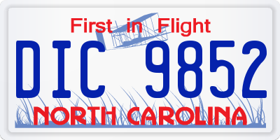 NC license plate DIC9852