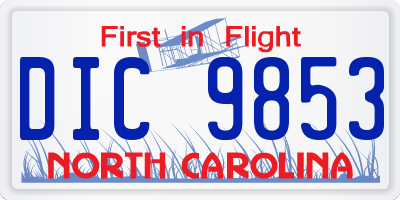 NC license plate DIC9853