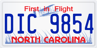 NC license plate DIC9854
