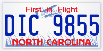 NC license plate DIC9855