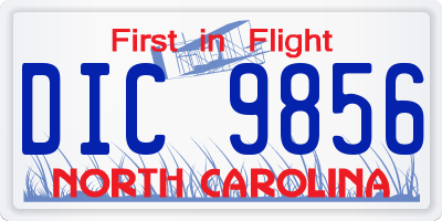 NC license plate DIC9856