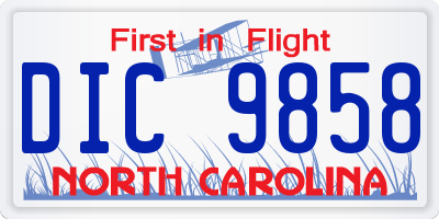 NC license plate DIC9858