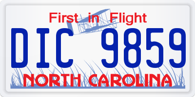 NC license plate DIC9859