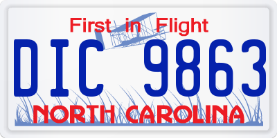 NC license plate DIC9863