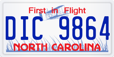 NC license plate DIC9864