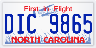 NC license plate DIC9865