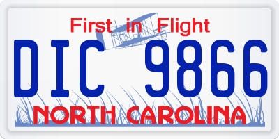 NC license plate DIC9866