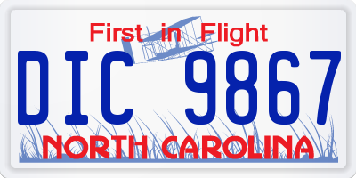 NC license plate DIC9867