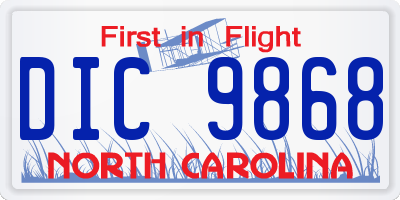 NC license plate DIC9868
