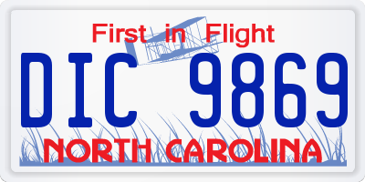 NC license plate DIC9869