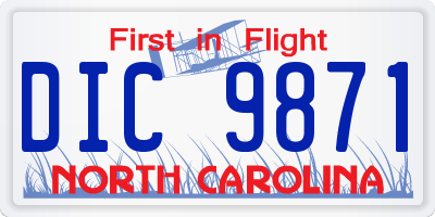 NC license plate DIC9871