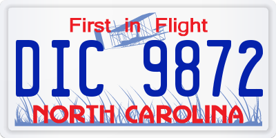 NC license plate DIC9872