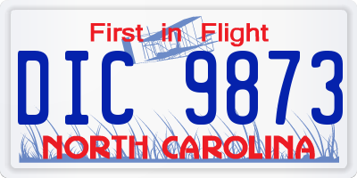 NC license plate DIC9873