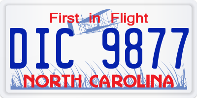 NC license plate DIC9877