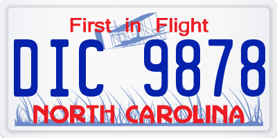 NC license plate DIC9878