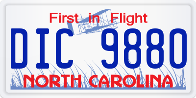 NC license plate DIC9880