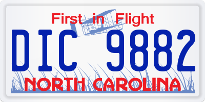 NC license plate DIC9882