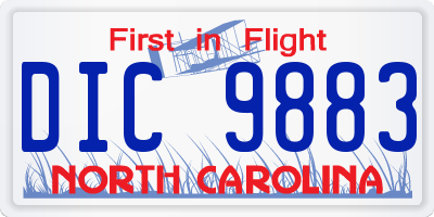 NC license plate DIC9883