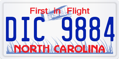 NC license plate DIC9884