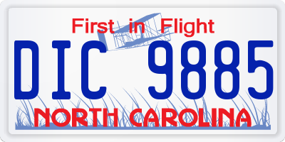 NC license plate DIC9885