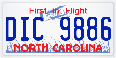 NC license plate DIC9886