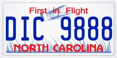 NC license plate DIC9888