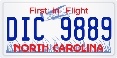 NC license plate DIC9889