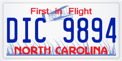 NC license plate DIC9894