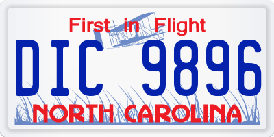 NC license plate DIC9896