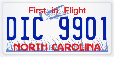 NC license plate DIC9901