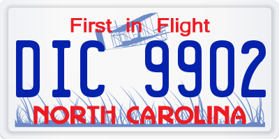 NC license plate DIC9902