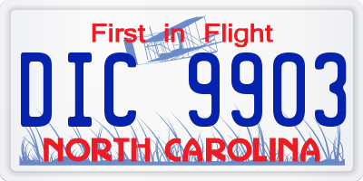 NC license plate DIC9903
