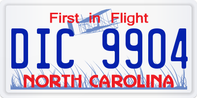 NC license plate DIC9904